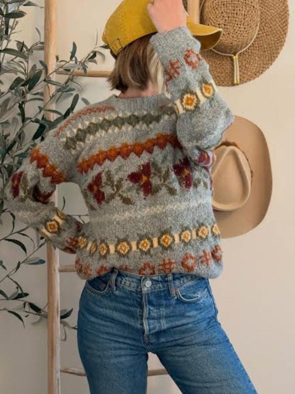 Vintage L.L. Bean Sweater Wool-blend Knit Classic Fair Isle Women's Sz Large E10